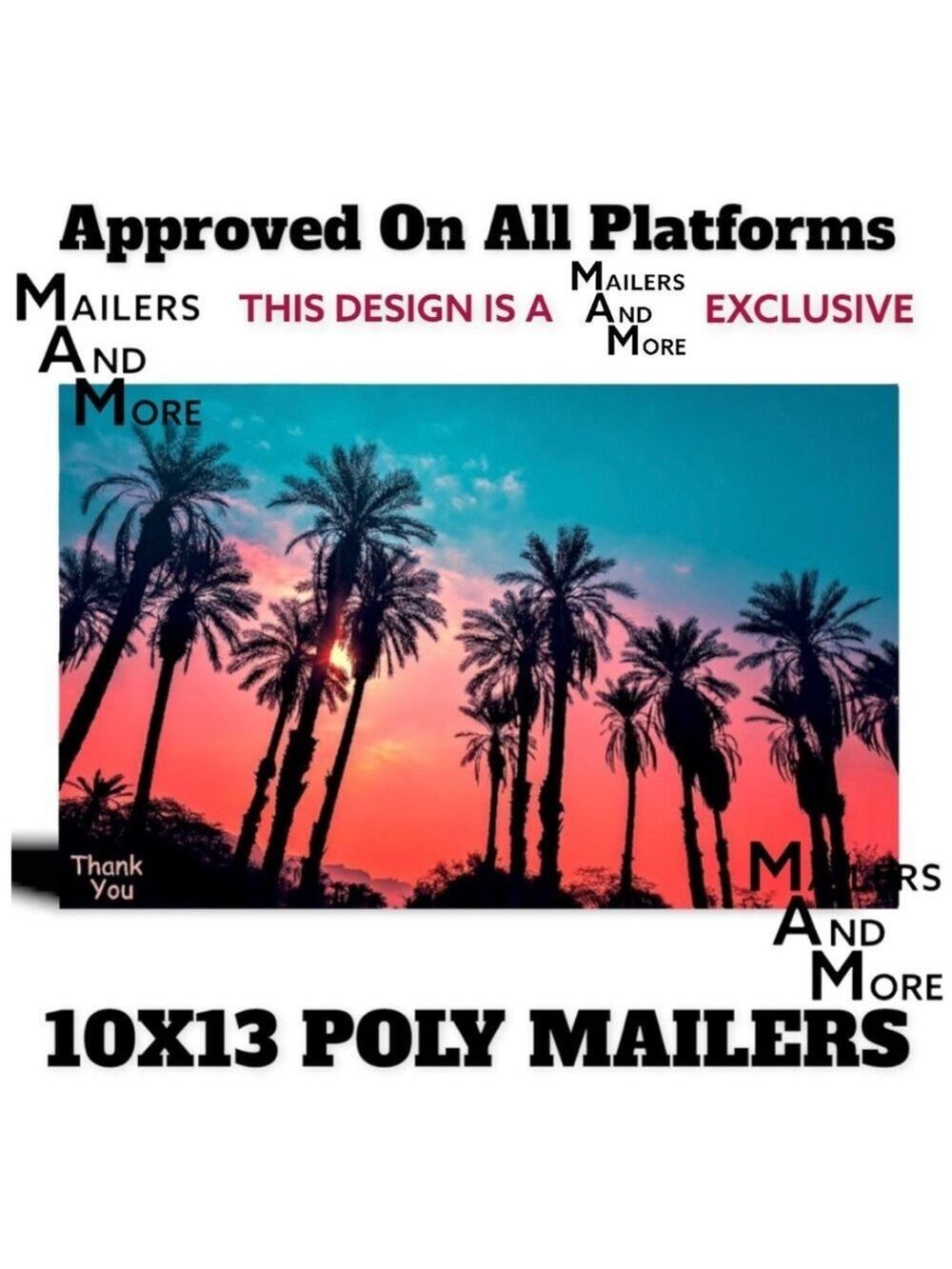 25 10X13 Poly Mailers Twilight Palms PRICE IS FIRM - Picture 4 of 8